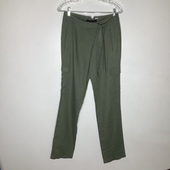 BCBG MAXAZRIA Womens Linen Blend Pants Green Size XXS - Picture 2 of 10